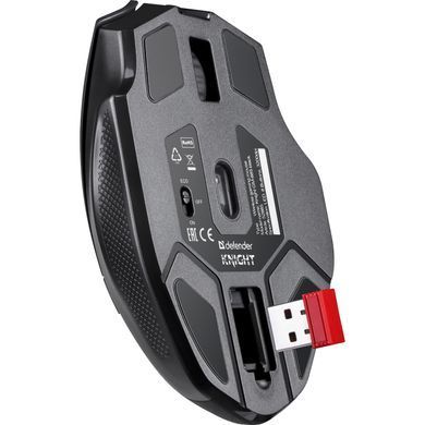 Мишка Defender Knight GM-885, бездротова, ігрова, 8кн., 3200 dpi., 400 mAh, чорна (52885) [404428]