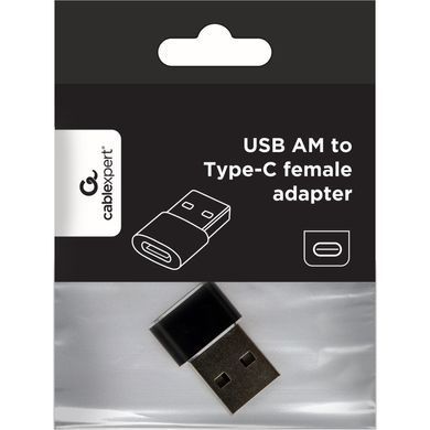 Адаптер Cablexpert USB Type-C - USB (F/M), Black (A-USB2-AMCF-02) [608442]