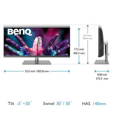 Монітор TFT 34" BenQ PD3420Q, IPS, WQHD, 2 x HDMI, DP, USB-C, USB-hub, HAS, колонки, темно-сірий (9H.LJHLB.QPE) [400453]
