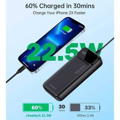 Універсальна мобільна батарея CHOETECH PD22.5w Power Bank 20000mAh (B729) [32461]