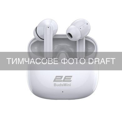 Навушники TWS 2E BudsMini, BT 6.0, IPX4, SBC, Touch control, Mic, білий (2E-EBTWBMWT) [114657]