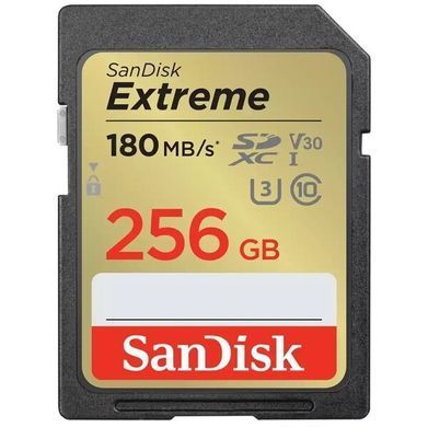Карта пам'яті SanDisk SD 256GB C10 UHS-I U3 R180/W130MB/s Extreme V30 (SDSDXVV-256G-GNCIN) [108923]