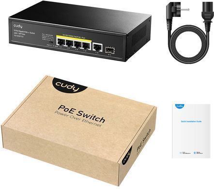 Комутатор Cudy, 5 порт Gigabit PoE+ Switch with 1 SFP Port 120W (GS1005PTS1) [401633]
