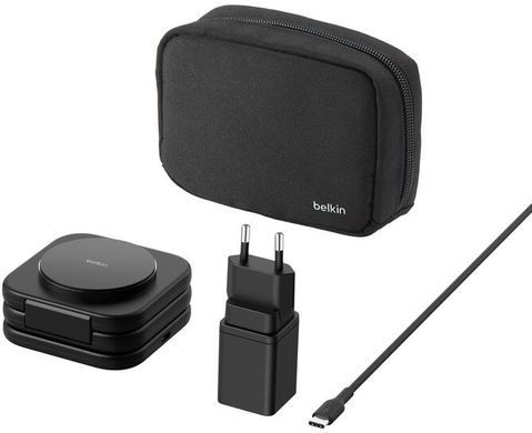 Зарядний пристрій бездротовий Belkin 3в1 Travel Pad Wireless Qi2 15Вт, чорний (WIZ024VFBK) [108427]