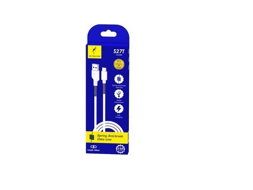 Кабель SkyDolphin S27L Spring Anti-Brake USB - USB Type-C (M/M), 1 м, White (SDUSB-000610) [604240]