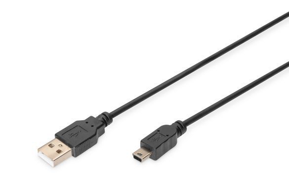 Кабель DIGITUS USB-A > USB-mini B синхронізації, 3.0 m, чорний (AK-300130-030-S) [113485]