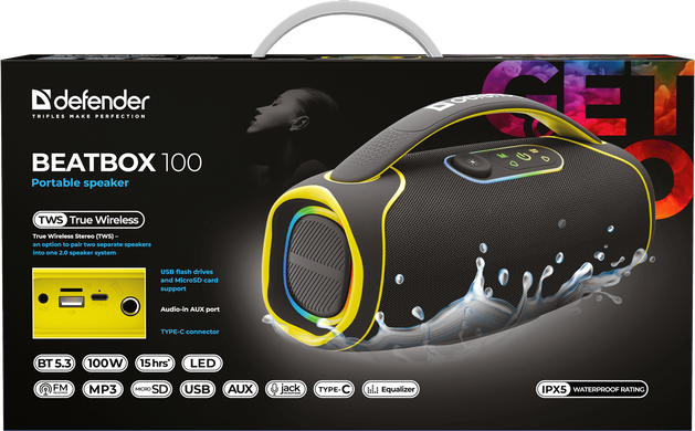 Портативна акустика Defender Beatbox 100 100Вт Black (65113) [203618]