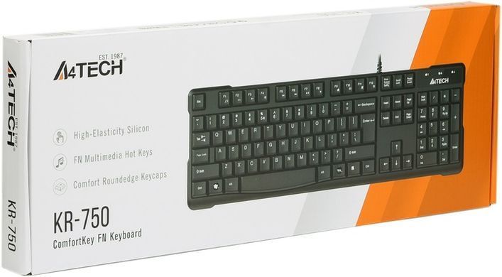 Клавіатура A4Tech KR-750 Ukr Black (KR-750 USB (Black)) [611299]