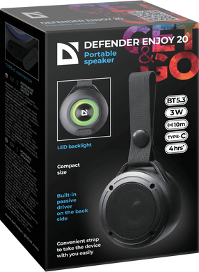 Портативна акустика Defender Enjoy 20 3Вт Black (65920) [203619]