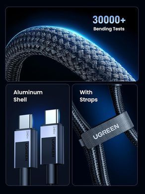 Кабель USB 3.1 Type-C M-M, 1 м, 240W （480Mbps）Чорний, L513 UGREEN (45067) [404064]