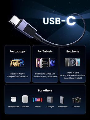 Кабель USB 3.1 Type-C M-M, 1 м, 240W （480Mbps）Чорний, L513 UGREEN (45067) [404064]