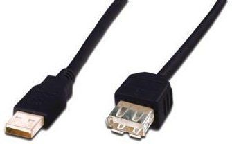 Кабель DIGITUS USB-A (M/F) заряджання/синхронізації, 5м, чорний (AK-300202-050-S) [108479]