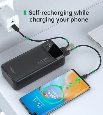 УМБ Choetech 30000mAh, 22,5W PD QC3.0, USB-C In/out, 2xUSB-A Li-pol чорна (B730-ACBK) [405421]