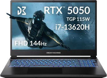 Ноутбук Dream Machines RG5050-15 15.6FHD IPS, Intel i7-13620H, 32GB, F1TB, NVD5050-8, DOS, чорний (RG5050-15UA29) [113573]