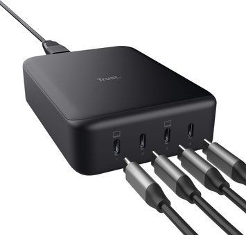Зарядний пристрій мережевий Trust Maxo 240Вт,GaN, 4xUSB-C,PD, чорний (25413_TRUST) [108428]