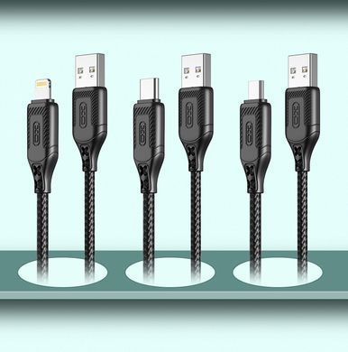 Кабель XO NB235 Zebra Series Braided USB-A to Lightning - 1m (Black) (NB235_L_Black) [202486]