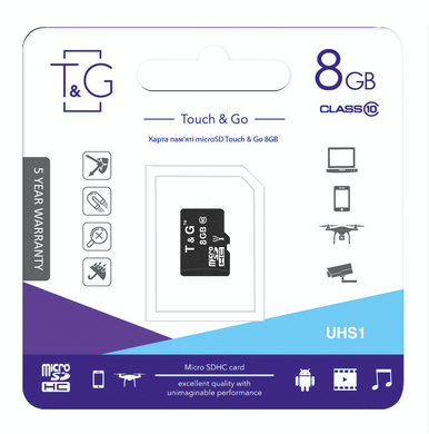 Карта пам`ятi MicroSDHC 8GB UHS-I Class 10 T&G (TG-8GBSD10U1-00) [606955]