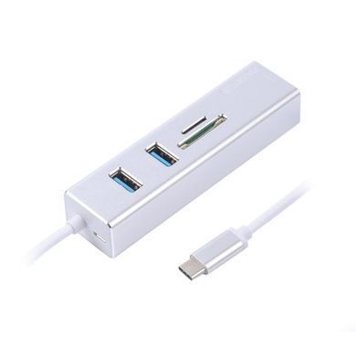 Концентратор USB Type-C Maxxter 2хUSB3.0, RJ-45, microSD/TF, метал, Grey (NECH-2P-SD-01) [621017]