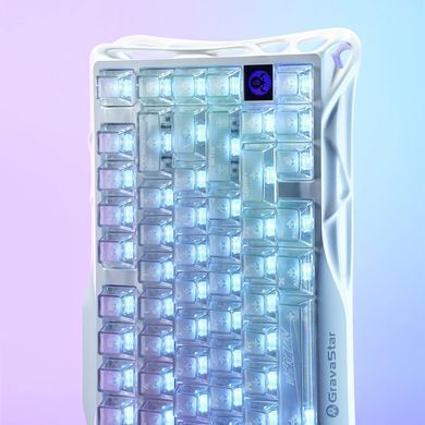 Клавіатура механічна GravaStar Mercury K1 Lite 80keys, GravaStar x BSUN Grey, BT/WL/USB, RGB, Crystal Aurora (GSK1LITE_XTAL_AUROA) [114392]