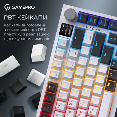 Клавіатура бездротова GamePro Asgard Valhalla QLAB Sakura Switch White With Display (MK160-W-D-QS-PRO) [619470]