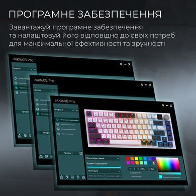 Клавіатура бездротова GamePro Asgard Valhalla QLAB Sakura Switch White With Display (MK160-W-D-QS-PRO) [619470]