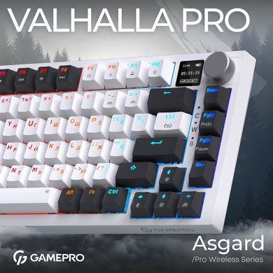 Клавіатура бездротова GamePro Asgard Valhalla QLAB Sakura Switch White With Display (MK160-W-D-QS-PRO) [619470]