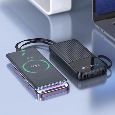 Зовнішній акумулятор BOROFONE BJ76 Smart power bank with 4 cables(10000mAh) Black (6941991120046) [806345]