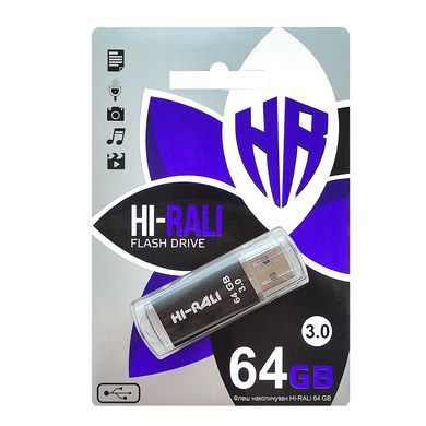 Флеш-накопичувач USB3.0 64GB Hi-Rali Rocket Series Black (HI-64GB3VCBK) [607220]