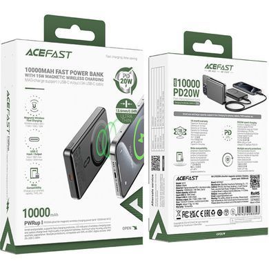 УМБ Acefast Magnetic Wireless 10000mAh 20W PD,QC 3.0, QI 15W M12 Black (6974316283393) [402212]