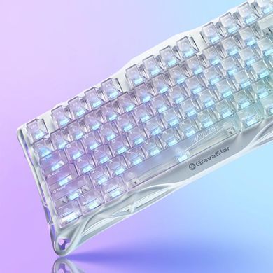 Клавіатура механічна GravaStar Mercury K1 Lite 80keys, GravaStar x BSUN Grey, BT/WL/USB, RGB, Crystal Aurora (GSK1LITE_XTAL_AUROA) [114392]