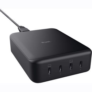 Зарядний пристрій мережевий Trust Maxo 240Вт,GaN, 4xUSB-C,PD, чорний (25413_TRUST) [108428]