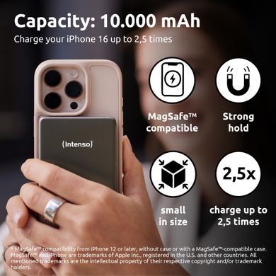 Портативний зарядний пристрій USB 10000MAH MAG GREY MW10000 INTENSO (7344034) [503414]
