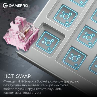 Клавіатура бездротова GamePro Asgard Valhalla QLAB Sakura Switch White With Display (MK160-W-D-QS-PRO) [619470]