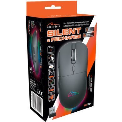 Мишка Media-Tech, бездротова Bluetooth+2.4G, 3200dpi., 5кн., Silent, чорна (MT1124) [405172]