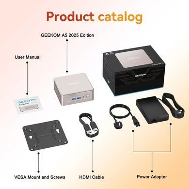 Комп'ютер GEEKOM Mimi PC A5 / Ryzen7 5825U, 16, 512, W11Pro (GMA5R75825U-16512-EU) [711516]