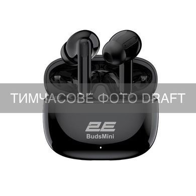 Навушники TWS 2E BudsMini, BT 6.0, IPX4, SBC, Touch control, Mic, чорний (2E-EBTWBMBK) [114658]