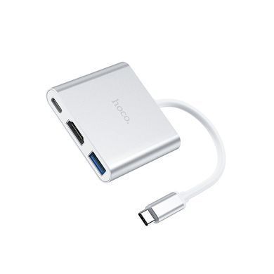 USB-хаб HOCO HB14 Easy use Type-C adapter(Type-C to USB3.0+HDMI+PD) Silver (6931474725790) [803285]