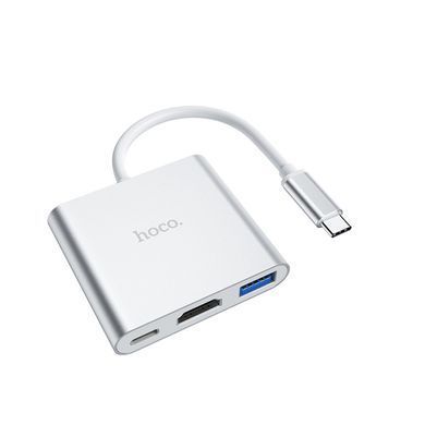 USB-хаб HOCO HB14 Easy use Type-C adapter(Type-C to USB3.0+HDMI+PD) Silver (6931474725790) [803285]