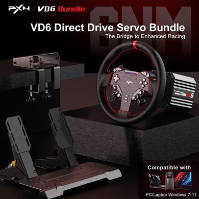 Кермо і педалі PXN VD6 Bundle for PC, 19кн., подв. педалі,кермо WAS 280мм (PXN-VD6 Bundle EU) [405565]