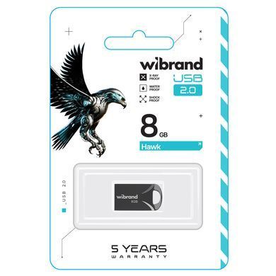 Флеш-накопичувач Wibrand USB 2.0 Hawk 8Gb Black (WI2.0/HA8M1B) [802880]