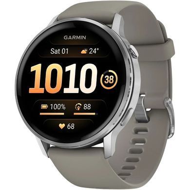 Смарт-годинник Garmin Venu 4 45mm Silver Bezel with Silver Gray Silicone Band (010-03014-01) [619518]