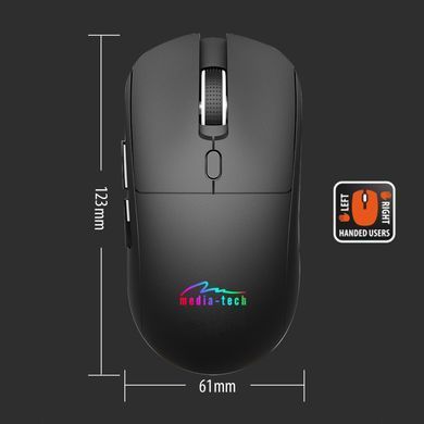 Мишка Media-Tech, бездротова Bluetooth+2.4G, 3200dpi., 5кн., Silent, чорна (MT1124) [405172]
