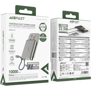 УМБ Acefast Magnetic Wireless 10000mAh 22.5W PD,QC 3.0 USB-C In/Out, QI 15W M18 Black (6974316284017) [405152]