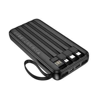 Зовнішній акумулятор BOROFONE BJ76 Smart power bank with 4 cables(10000mAh) Black (6941991120046) [806345]