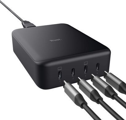Зарядний пристрій мережевий Trust Maxo 240Вт,GaN, 4xUSB-C,PD, чорний (25413_TRUST) [108428]