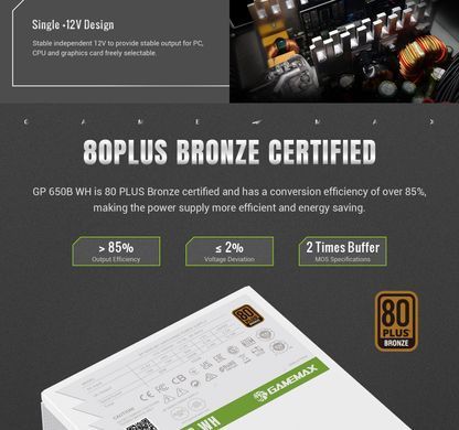 Блок живлення GAMEMAX (GP 650B WH) [304180]