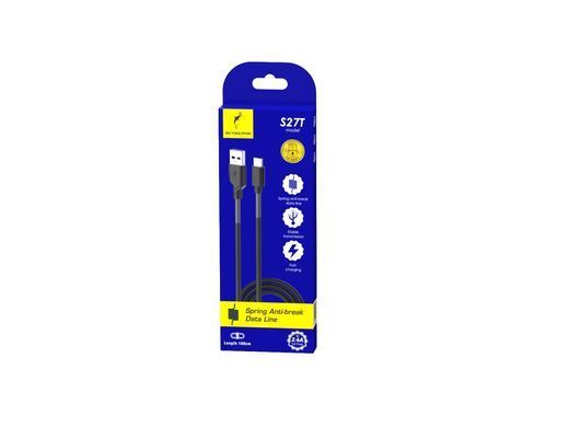 Кабель SkyDolphin S27L Spring Anti-Brake USB - USB Type-C (M/M), 1 м, Black (SDUSB-000611) [604241]