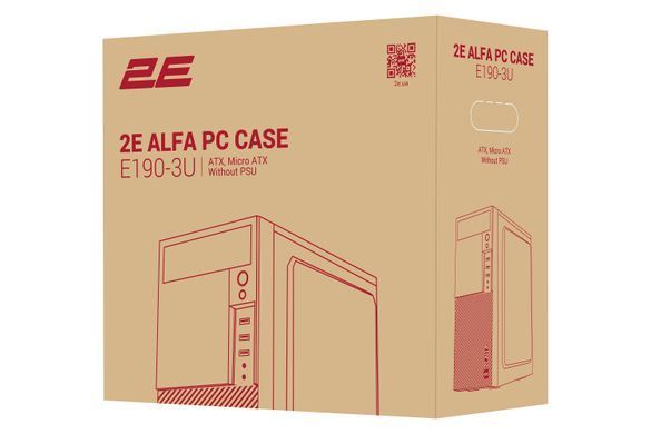 Корпус 2E Alfa E190-3U без БЖ 2xUSB3.0, 1xUSB2.0, VGA 320мм, ATX, чорний (2E-E190-3U) [109536]