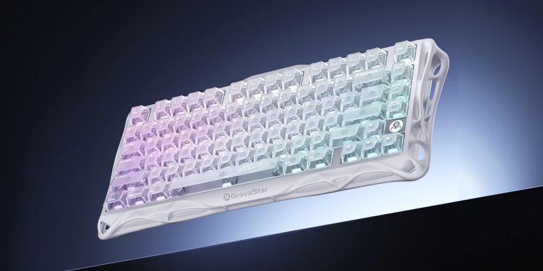 Клавіатура механічна GravaStar Mercury K1 Lite 80keys, GravaStar x BSUN Grey, BT/WL/USB, RGB, Crystal Aurora (GSK1LITE_XTAL_AUROA) [114392]