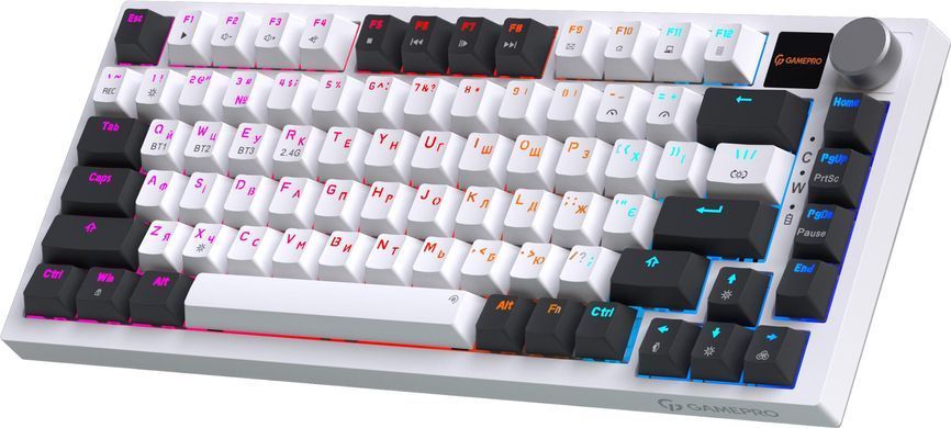 Клавіатура бездротова GamePro Asgard Valhalla QLAB Sakura Switch White With Display (MK160-W-D-QS-PRO) [619470]